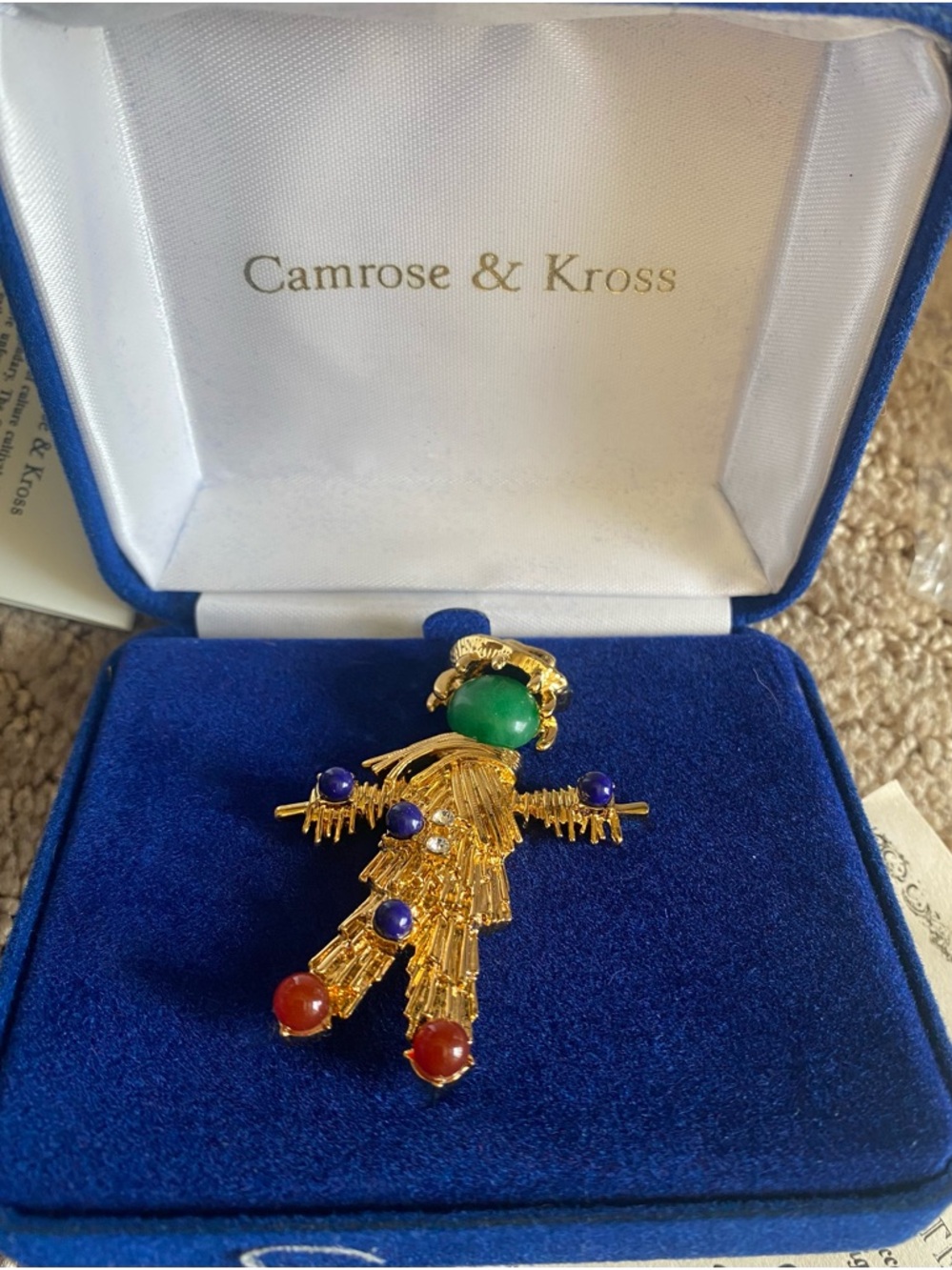 Vintage Camrose & Kross Jackie Kennedy Scarecrow Brooch